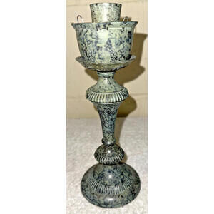 Decorated Metal Candlestick Made in India S.N.K ENT Inc Speckled Green Unique